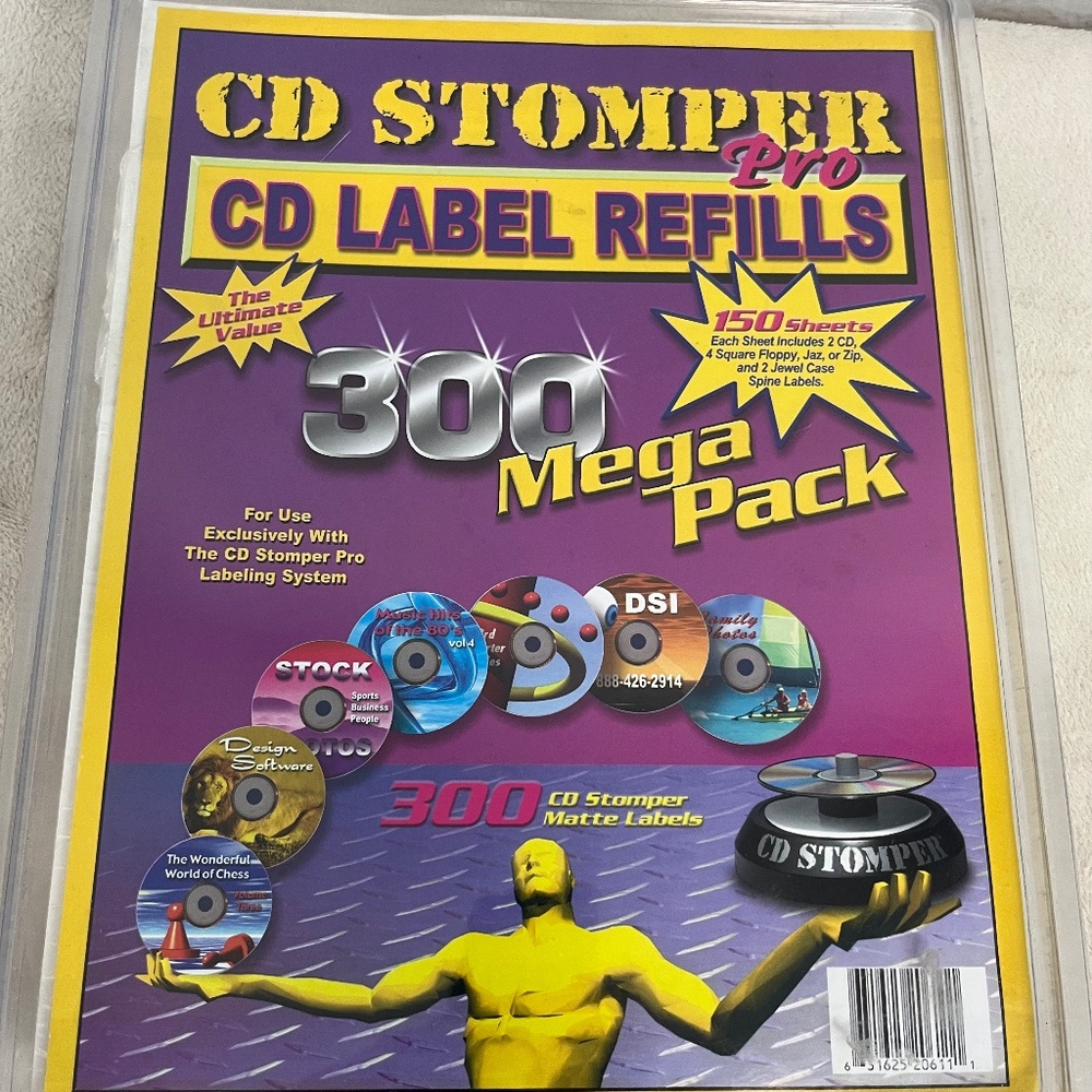 CD Stomper PRO CD Maker Label Refills Mega Pack Matte Open box